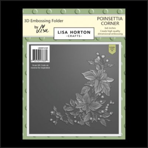 poinsettia corner - Embossing Folder with die by lisa horton crafts LHCEF158